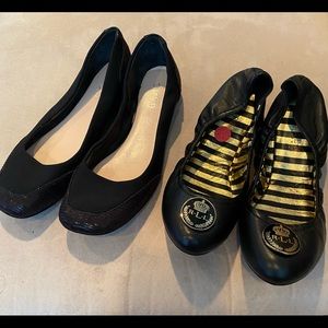 Two Pairs Black Flat Shoes